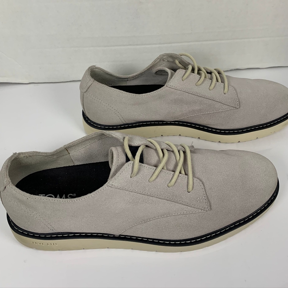 TOMS Men's Trvl Light Gray Oxford Lace Up Round Toe Shoes 13